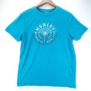 Hurley Graphic Tee Mens Small Blue Surf Streetwear Minimalist Short Sleeve Shirt
